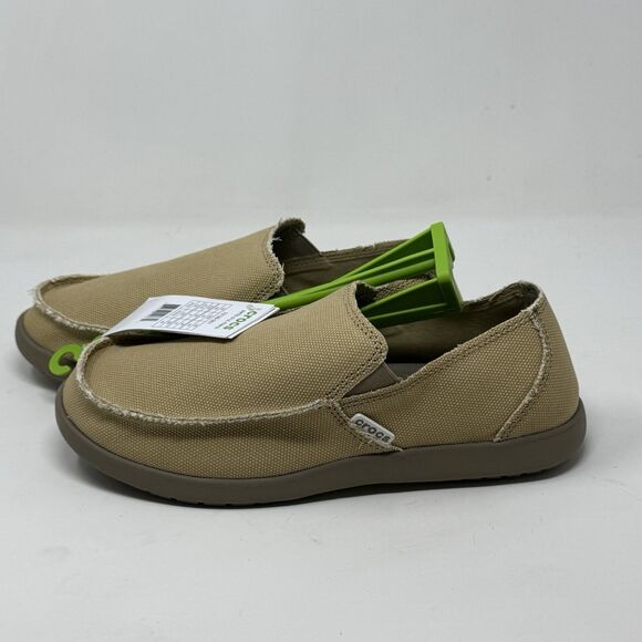 Crocs Santa Cruz Shoes Mens 9 Khaki Brown Canvas Slip On Comfort Casual Loafers main image 6